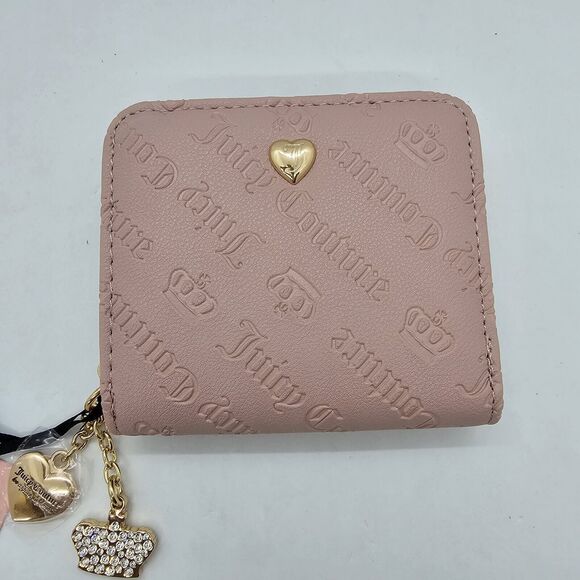 NWT Juicy Couture Dusty Blush Not Your Babe Small Wallet Zipper Charms B… - Picture 3 of 11